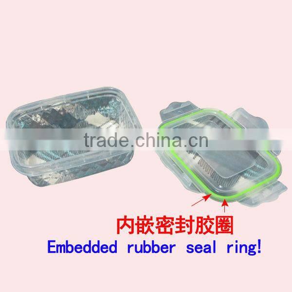 Food Grade Rectangle Shape Plastic Transparent Preserving Fresh Box with lock