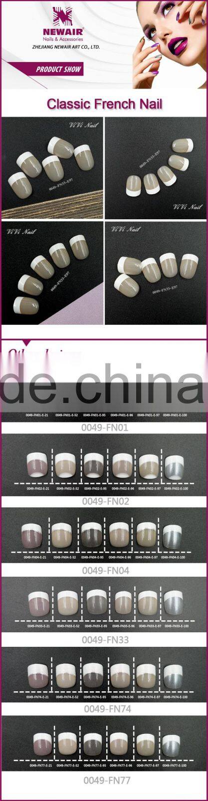 Fashion ABS curved french artificial nail art tips classic 24pcs manicure