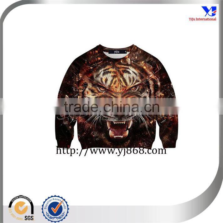 Beautiful 3D Tiger Head Print Long-sleeved Sweatshirt