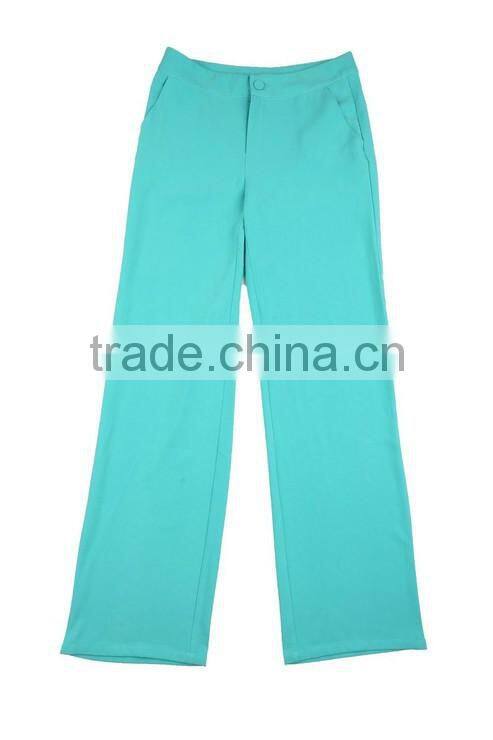 Green Lapel High Empire Waistband Long Sleeve One Covered Button Long Trousers Women Dancerwear Sets