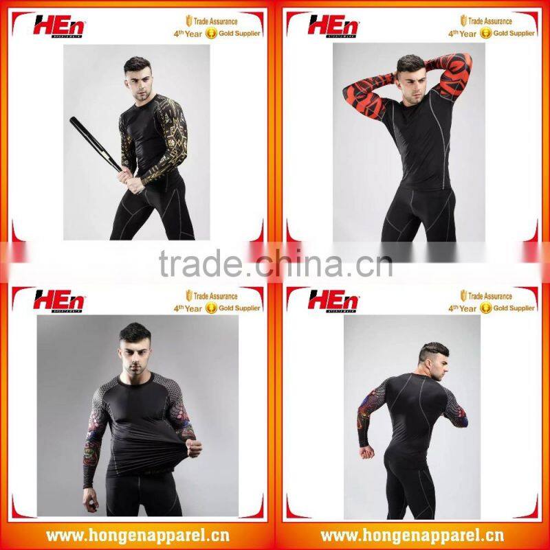 Hongen apparel 2016 Custom fitness Rash Guard for men female Adult short sleeve rash guard