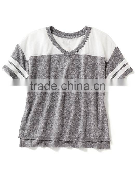 Child Girls Linen-Blend Football Tee HST8064