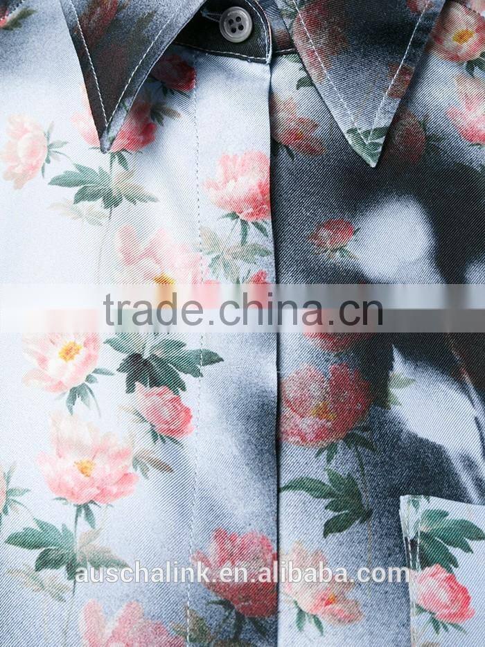 2016 best selling full floral print shirt for women OEM service