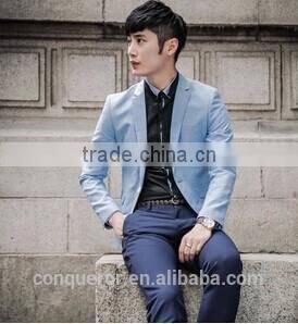 Men's light blue suit, made to measure suit (SHT1405)