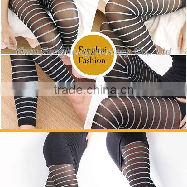 P0561 Yiwu Fenghui sexy striped leggings ladies snagging resistance leggings with strip