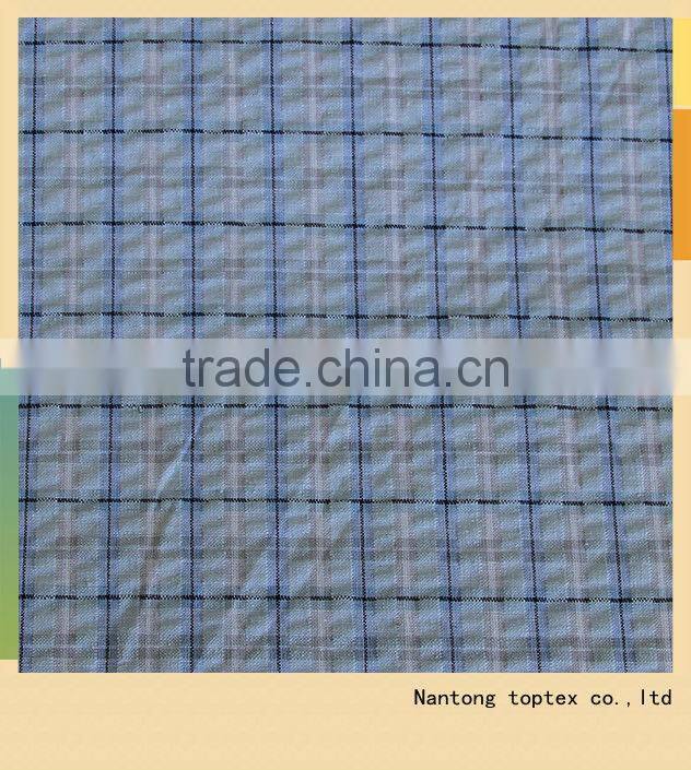 100% cotton yarn dyed seersucker fabric