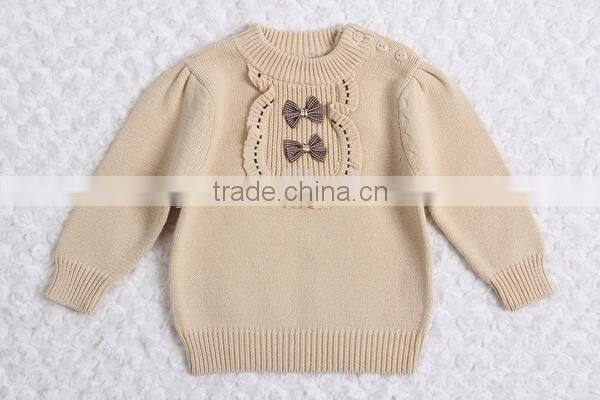 Korean style bowknot decorated pullover sweater girl cotton knitting clothing