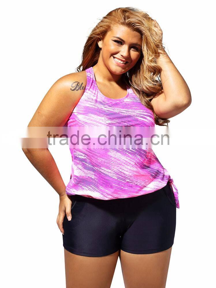 China Factory Price Custom Hot Fat Women Two-Piece Swimming Wear Suit