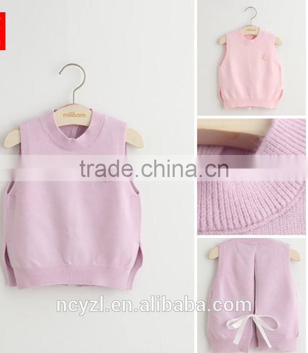 2016 latest cute baby girls sleeveless soft wool sweater design baby clothes