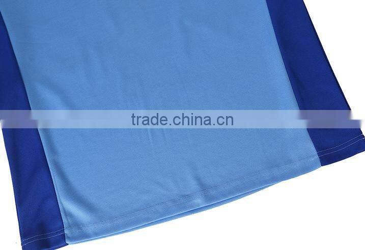 Polyester Short Sleeve Gym Quick Dry Stringer Blue White T-shirt