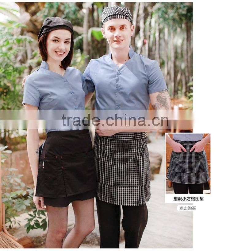 Juqian 2016 oem classic unisex sexy chinese restaurant waiter/waitress uniform designs