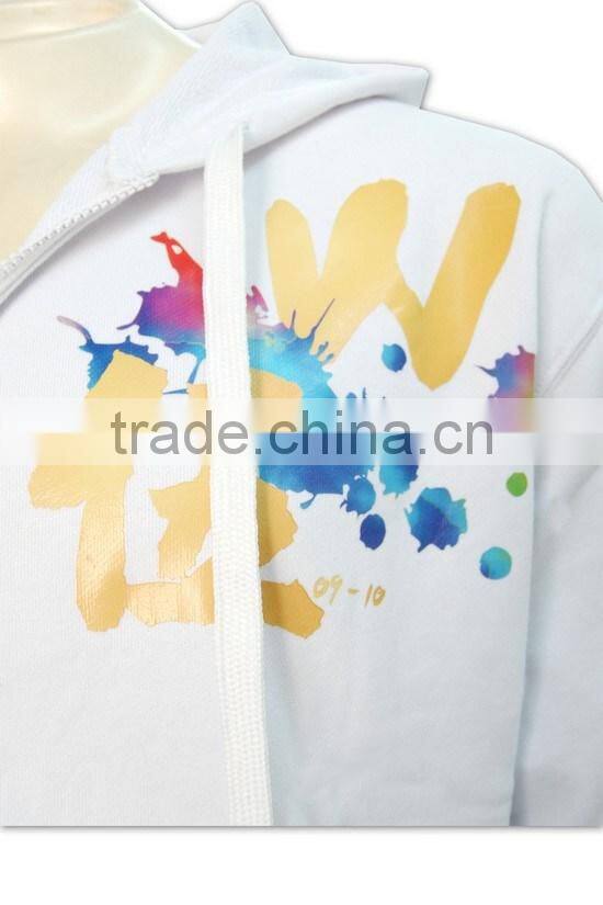 Trade Assurance BSCI customized design 2016 embroidery/screenprint wholesale white hoodie