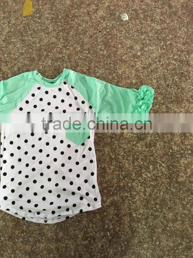 pernickety boutique reglan short sleeve shirt ruffle baby girl clothes cotton 0-14T t shirt with pocket children girl shirt