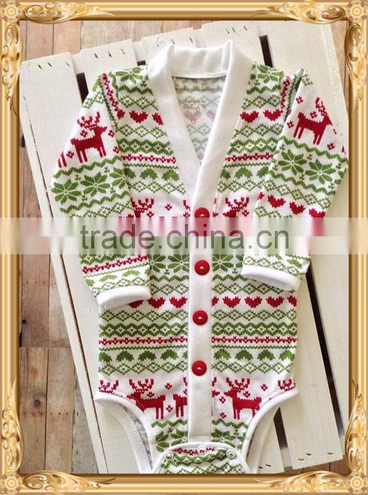 Baby boys christmas rompers christmas deer printed baby boys rompers 100% cotton christmas rompers for baby boys