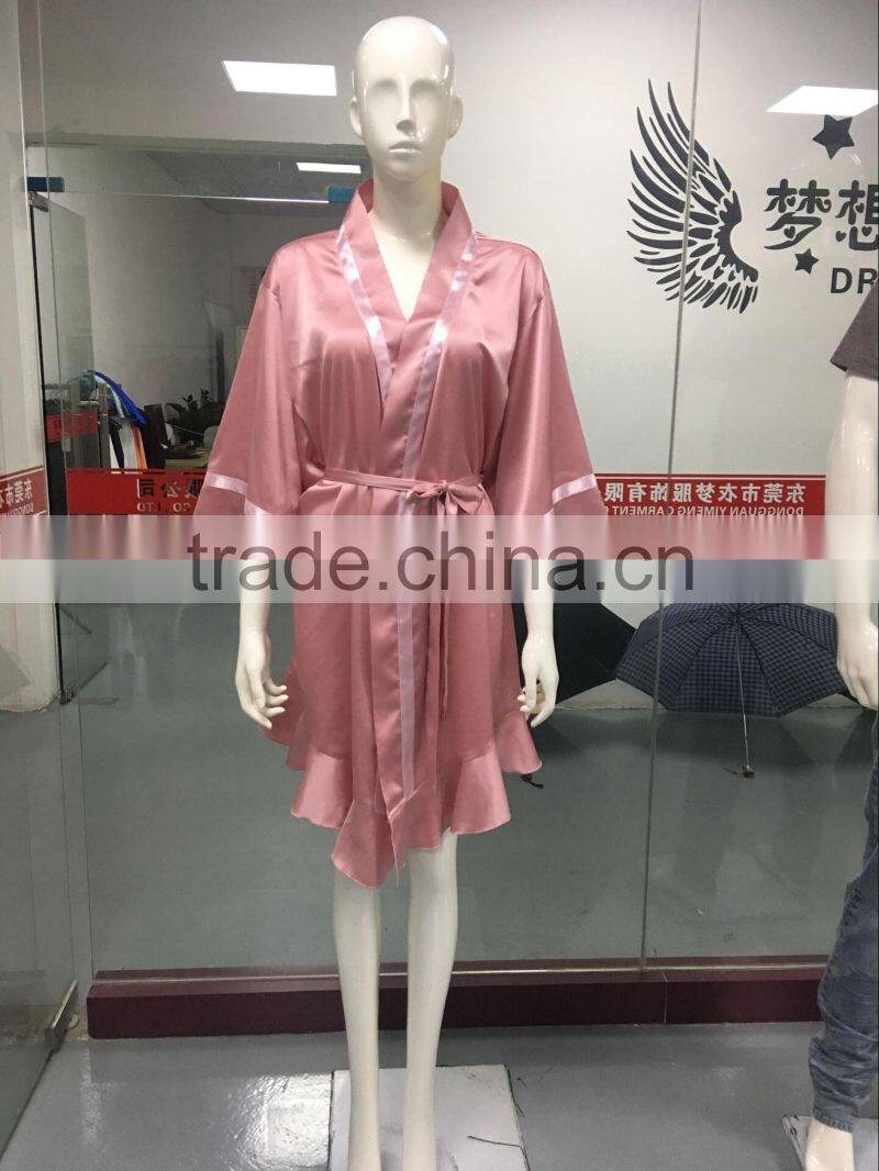 Wholesale new design plus pajamas satin dress blank plain short custom design satin Nighty robes women