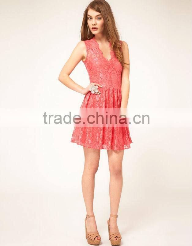 Sleeveless Skater Dress In Lace