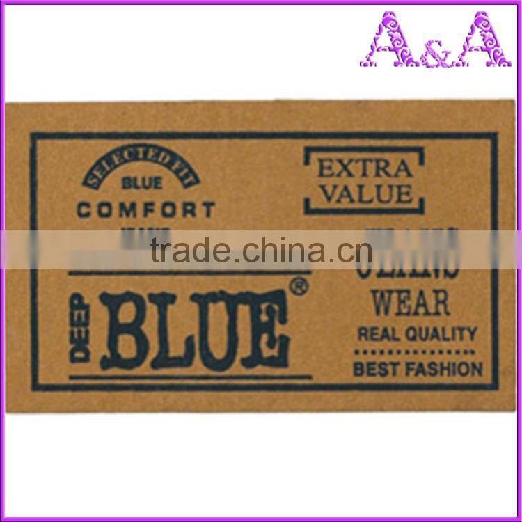 high end ink filled deboss embossed garment PU leather labels for jeans