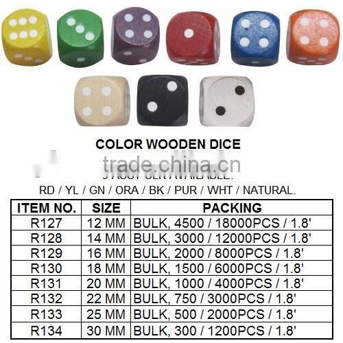 12PCS COLOR WOODEN DICE