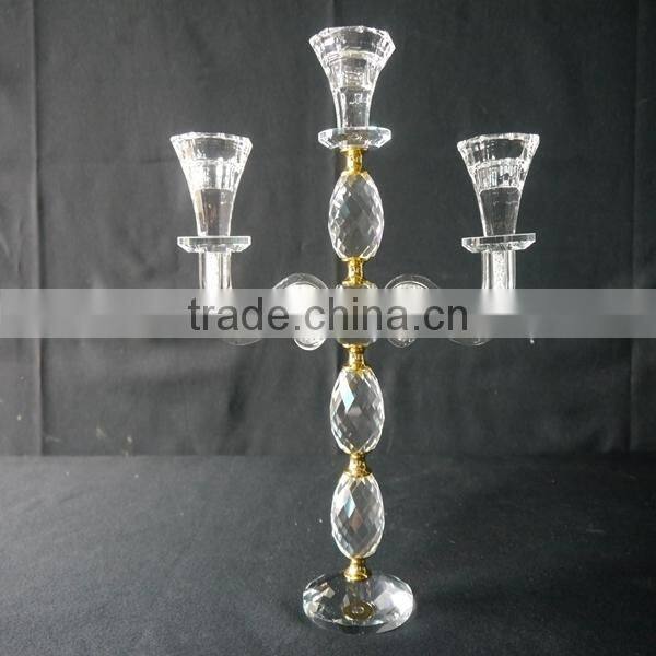Wedding Decorative Candelabra,Crystal With Golden Metal Candle Holder