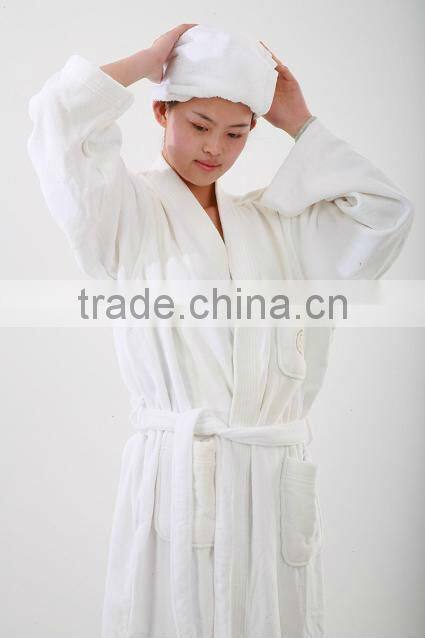100% cottton white stripe bathrobe