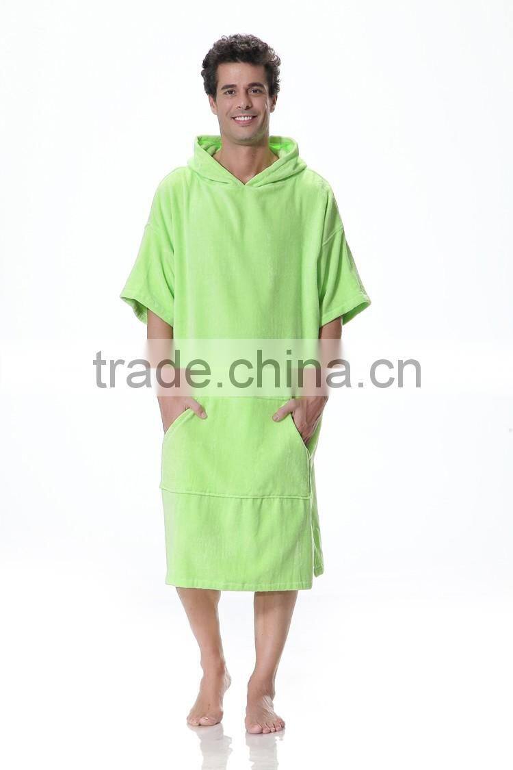 Wholesale unisex cotton terry green poncho
