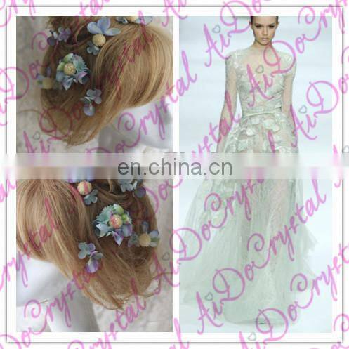 Aidocrystal handmade flower girl hair piece blue wedding bridal fascinators