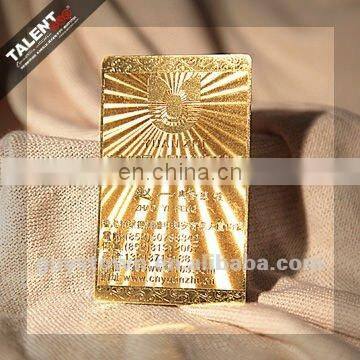 custom Luxury business VIP metal golden card for Restaurant promotion