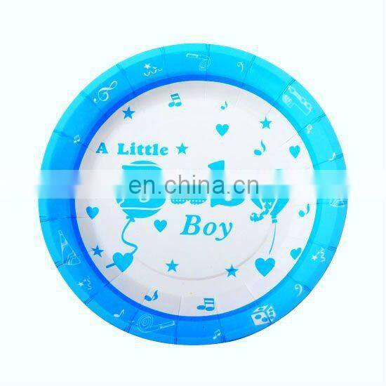 Fashional 7" multi-colored round baby paper party supplies plates