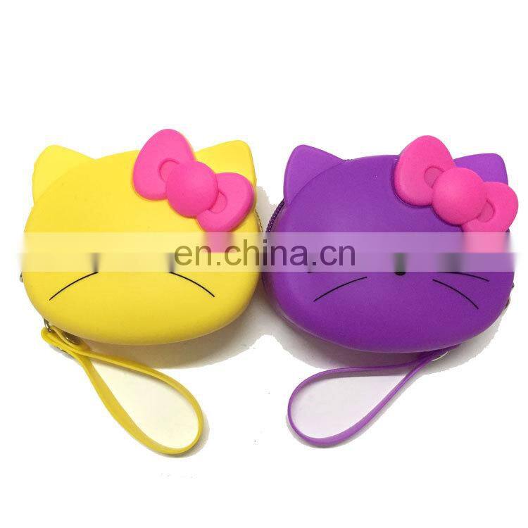 Cute Kitty Shape Coin Pouch Silicone Material Cheap Change Purse Wallet Women's Wristlet Coin Purse Wholesale