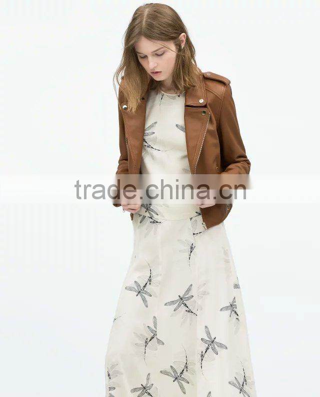 Jacket OEM 2015 fashion Zippered Faux Leather Moto jacket