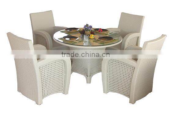 Modern Rattan Wicker Dining Table and Chairs for 4 Persons