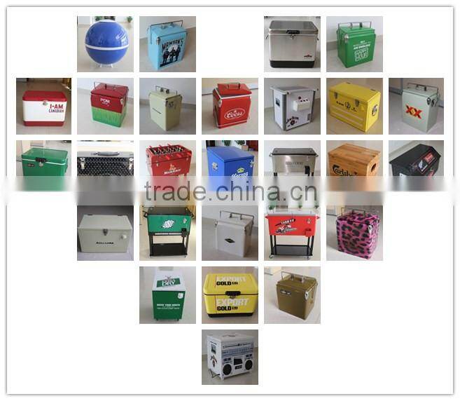 Portable metal retro 10l cooler box for cans and bottles