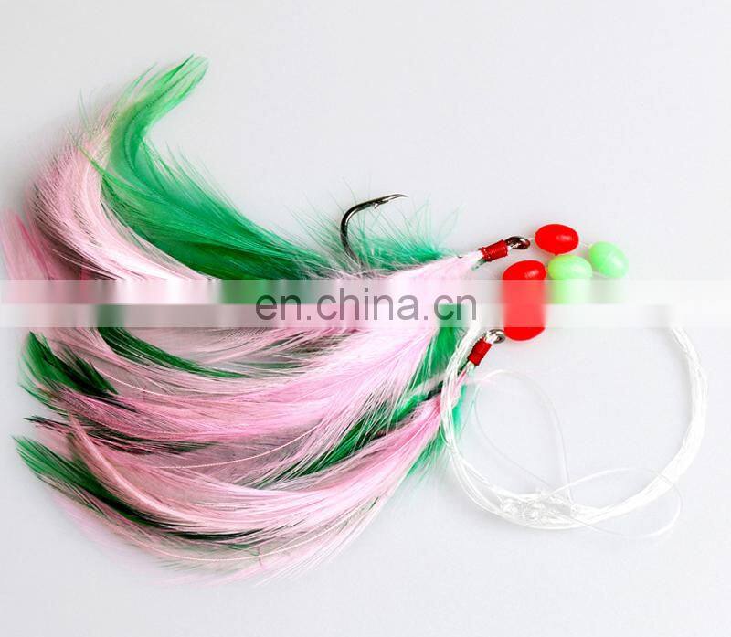93cm 10g 3 hooks per set Artificial Sabiki Fishing Hook Feather Squid Rigs