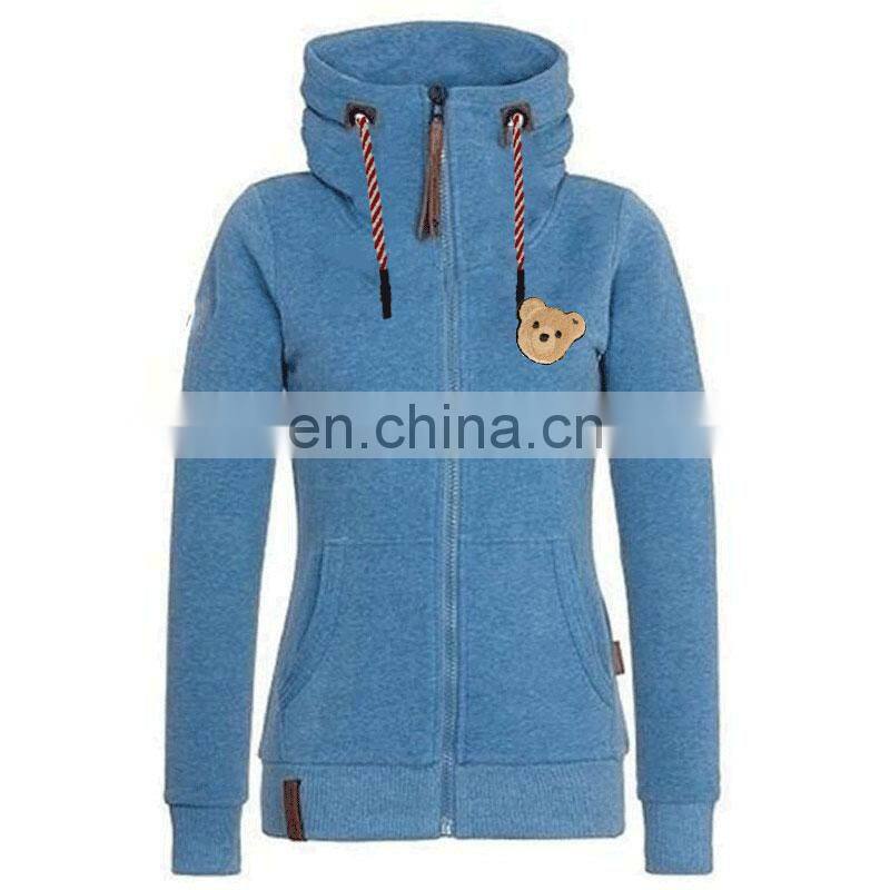 Wholesale custom brand ladies plus size casual top crop hooded slim cardigan jacket DIY guillotine bear