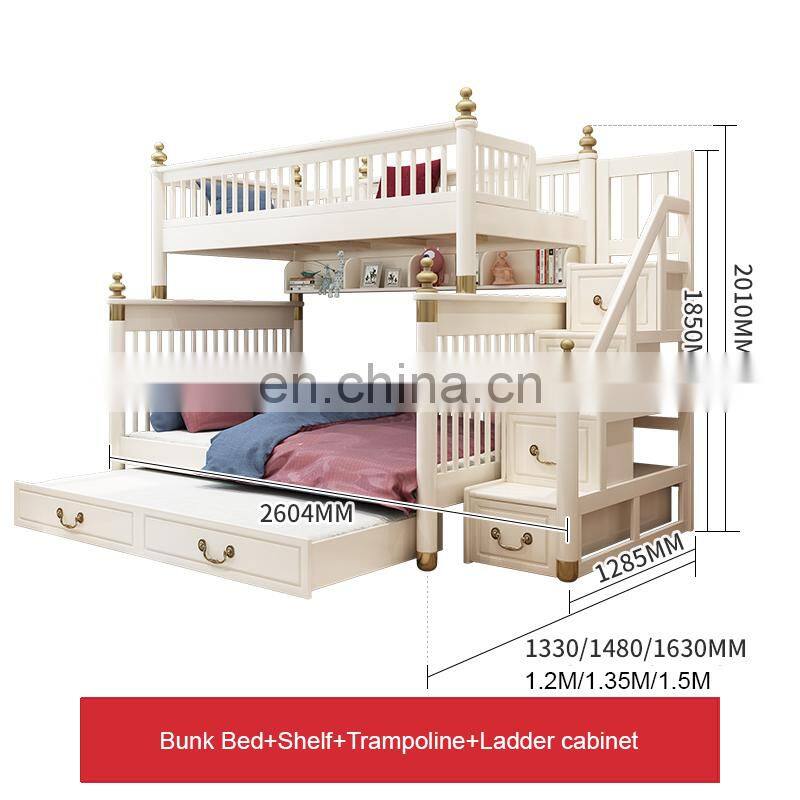 Wooden Bunk Bed Beds with Slide Bedroom Furniture for Mother and Child Bed