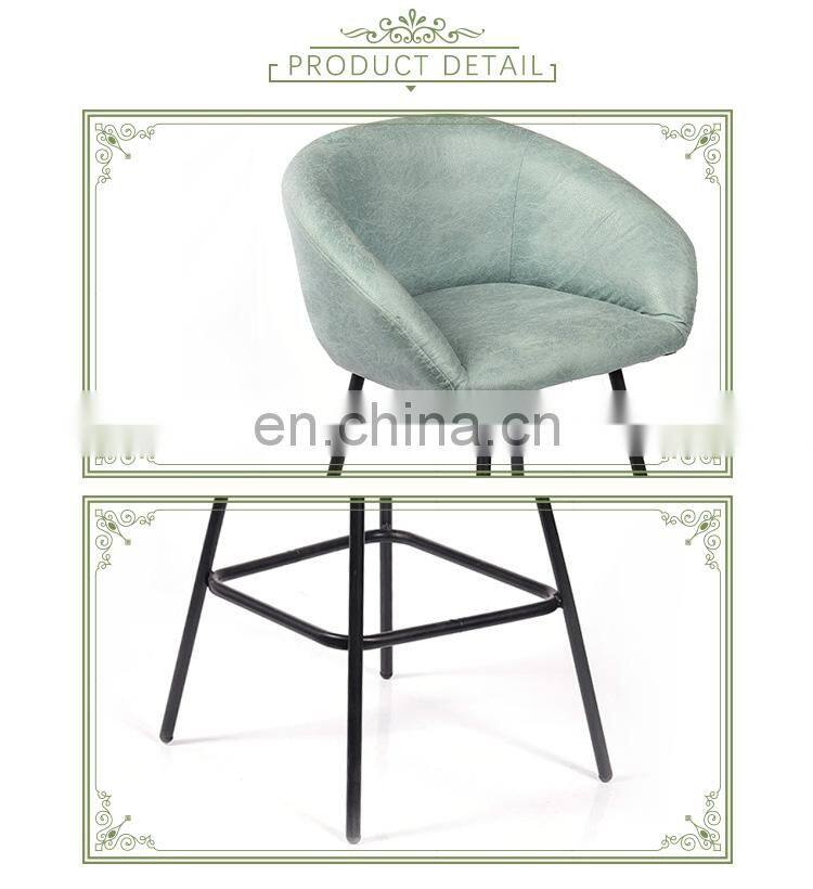 K&B hot sale modern cheap Simple Exquisite Design green Durable Tall metal legs velvet Counter Bar Stool chair with back