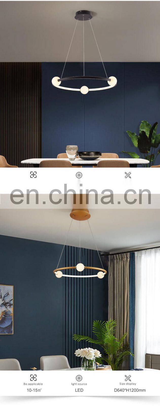 Personality Fashion Glass Black Gold Decoration Living Room Bedroom LED Modern Indoor Chandelier Light