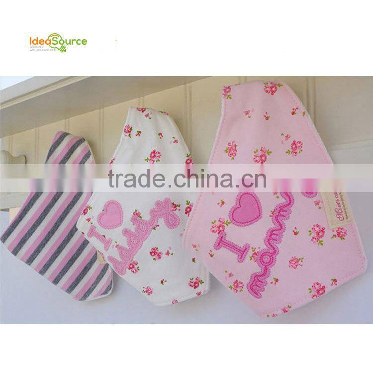 Top grade 100% cotton 3pcs set/lovely bandana bibs/new baby bibs