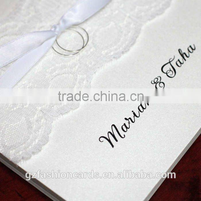2014 Royal Unique Wedding Invitation Cards with Lace and Buckle
