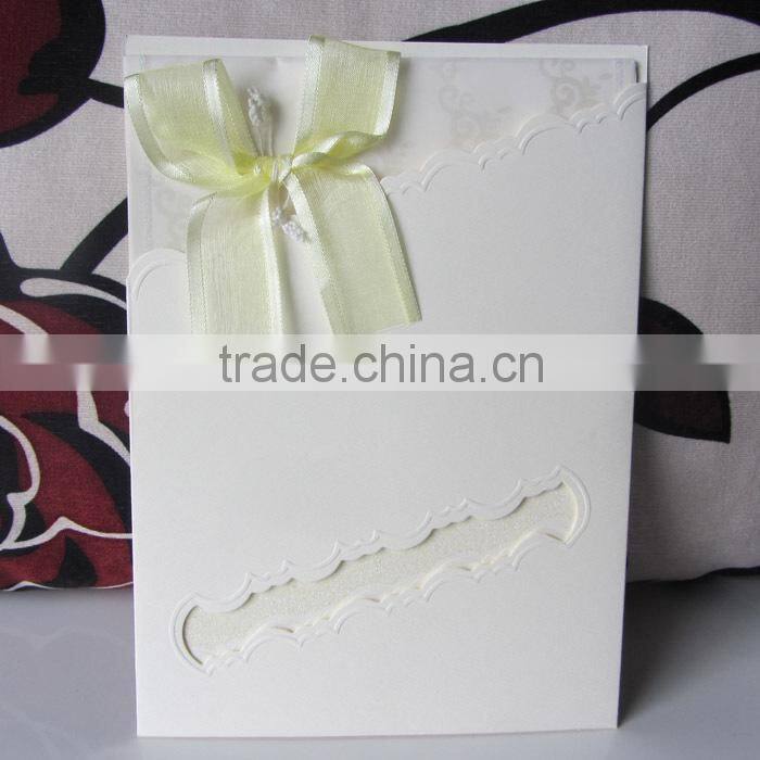 Hot Stamp Luxuroius Fabric Wedding Invitation Cards with Pocket