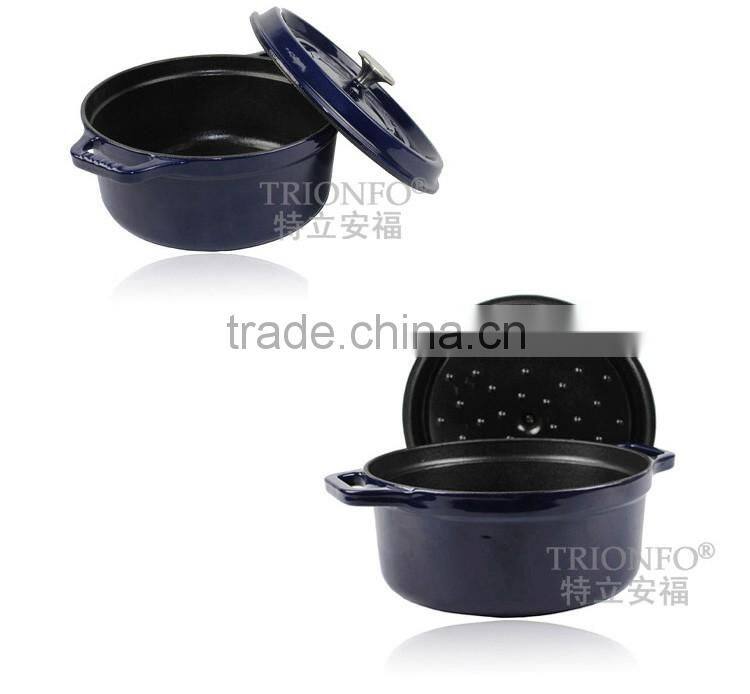 Hot sale Trionfo blue enameled casserole cast iron potjie pot