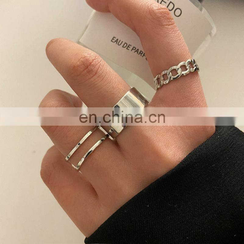 6Pcs/set Punk Finger Rings Minimalist Smooth Gold/black Geometric Metal Rings for Women Girls Party Jewelry Bijoux Femme