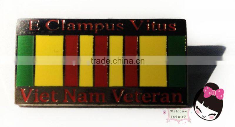 Custom metal lapel pin money clip tie clip elite men's club soft enamel orange letter