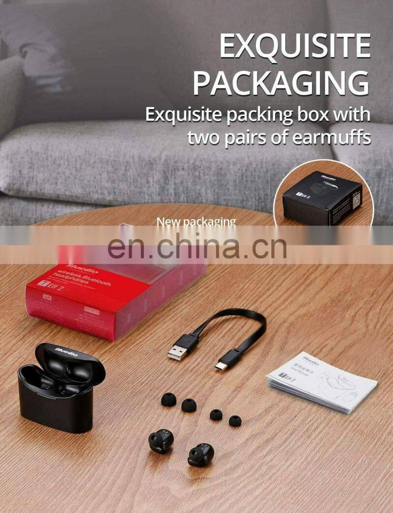 Bluedio T-ELF 2 Earphone TWS Wireless Waterproof Sports In Ear Earphone with Charging Box