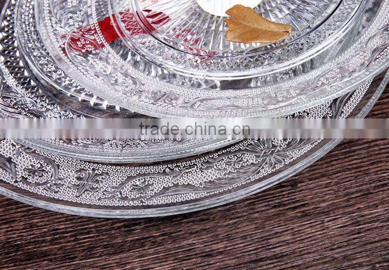china cheap wholesale plates set/clear glass charger plates wholesale