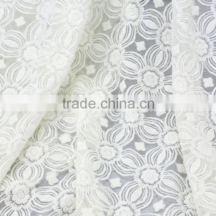 2015 latest design customized lighting white embroidered tulle net lace fabric for girls dress