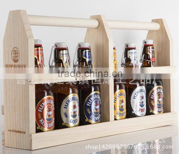 Wholesale Wooden Beer Bucket, Cheap Wooden 6 Pack Bottle Beer Carrier, Wooden Beer Bottle Holder