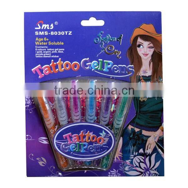 Best selling plastic promotional tattoo gel pen