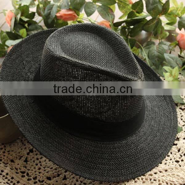 Promotion cheap plain wholesale straw cowboy hats ladies straw hats Beach shading Unisex cowboy straw hat