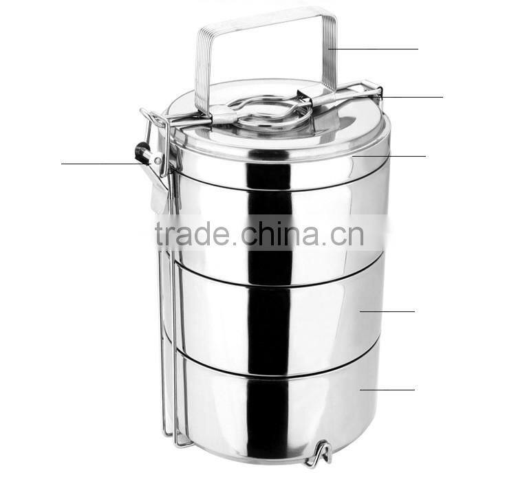 stainless steel color 2 layers hot lunch box/ insulated tiffin hand pot/ food carrier
